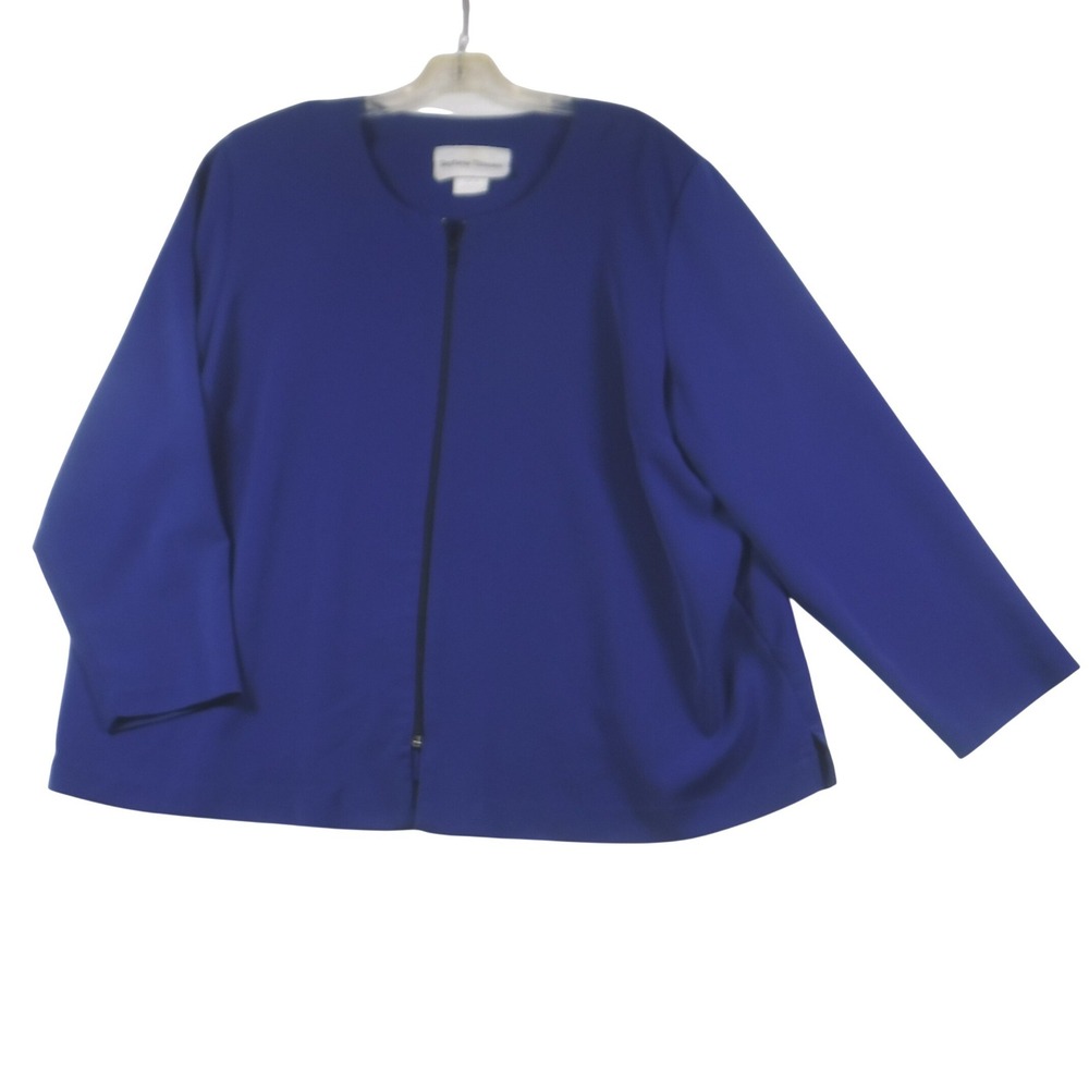 Vtg Stephanie Thomas Royal Blue Zip Front Jacket Women Size 20 Made in USA